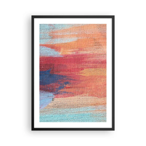 Affisch i svart ram - Abstrakta penseldrag i varma och kalla toner - 50x70cm - Rinnande regnbåge - Modern väggdekoration för vardagsrum och sovrum ARTTOR
