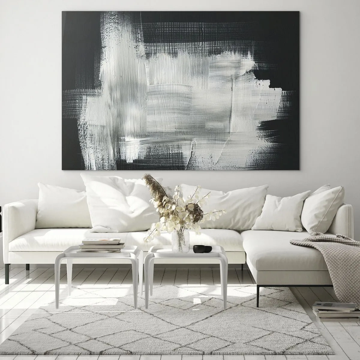 Glastavla - Bild på glas - Vävd av det vertikala och horisontella - 120x80 cm