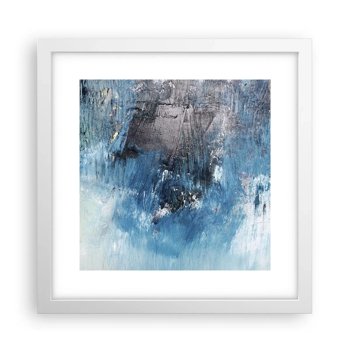 Affisch i vit ram - Blå rapsodi - 30x30 cm