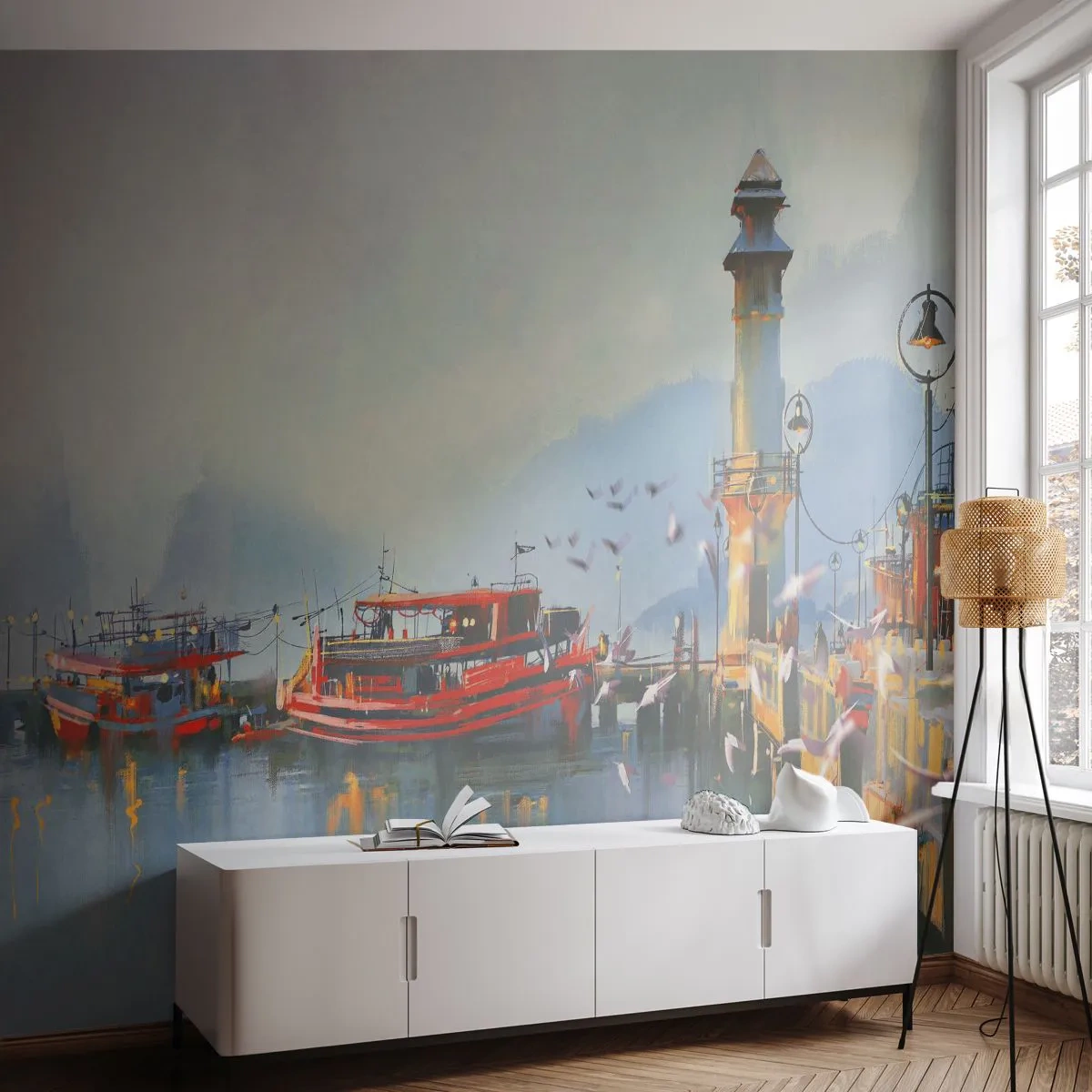 Självhäftande Fototapet Deluxe Sticker - Världens ände - Landskap, hamn, Fyr - 250x175 cm