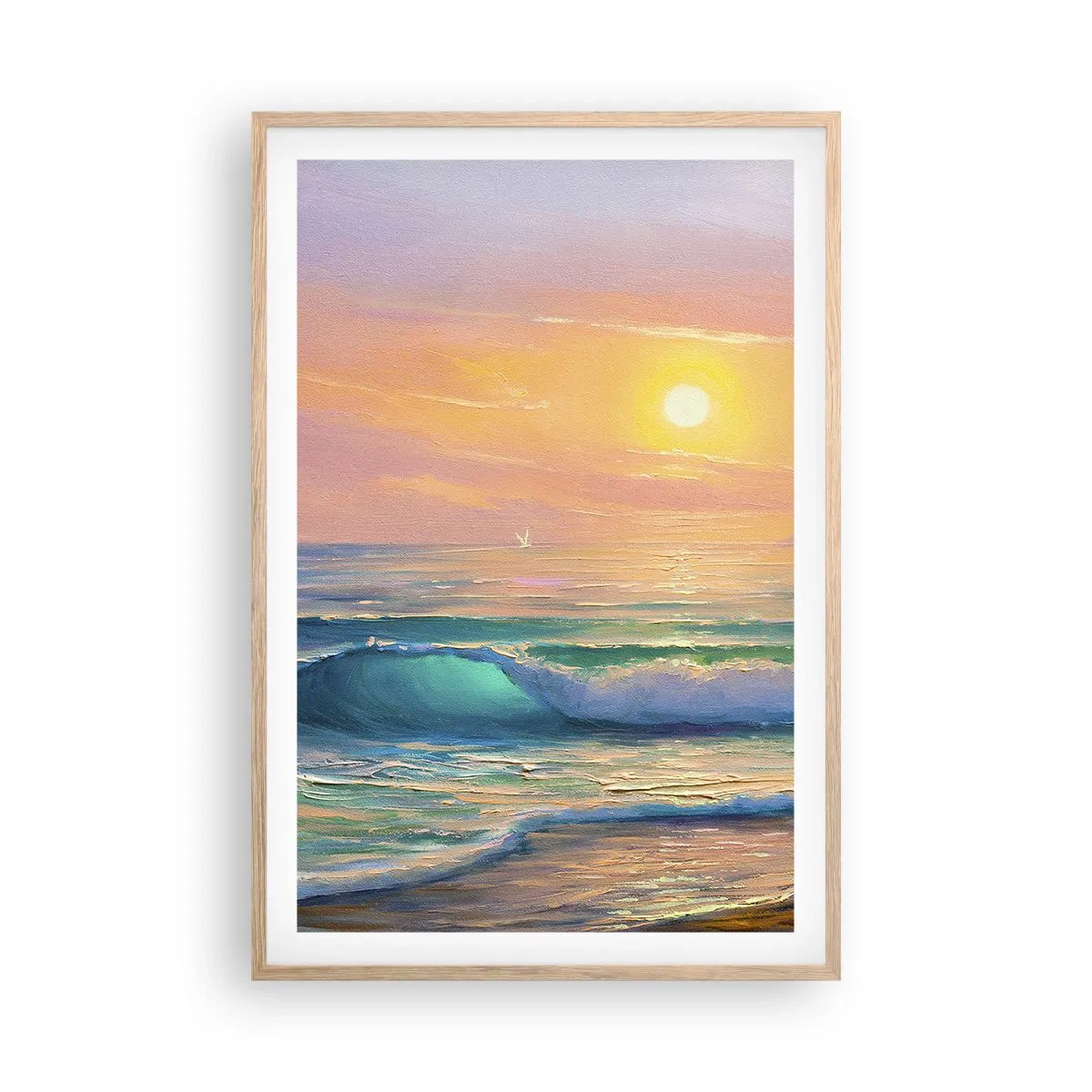 Affisch i ram av ljusek - Vågvisa i turkos - 61x91 cm