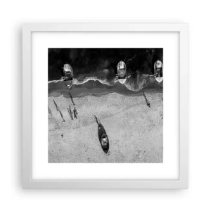 Affisch i vit ram - Fortfarande på stranden... - 30x30 cm