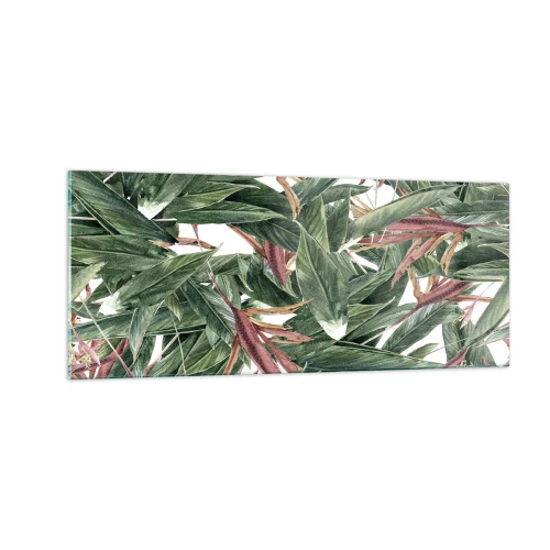 Glastavla - Bild på glas - Smaragd-lila växter - 100x40 cm