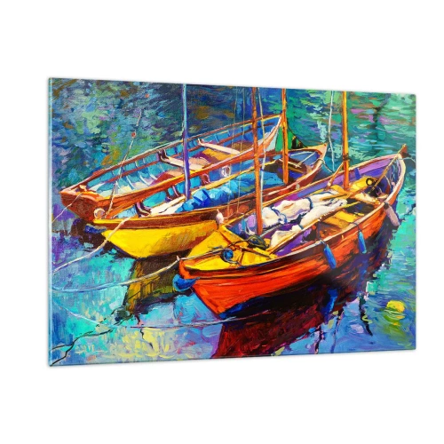 Glastavla - Bild på glas - På ett färgtjockt vatten - 120x80 cm