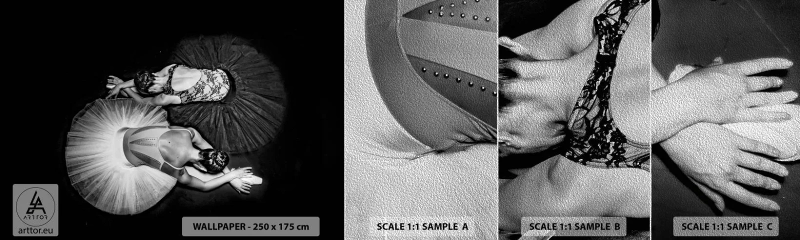 Provbit av fototapet Premium Sand - Jin och jang – den perfekta balansen - Ballerina, Balett, Dansa - 100x30 cm