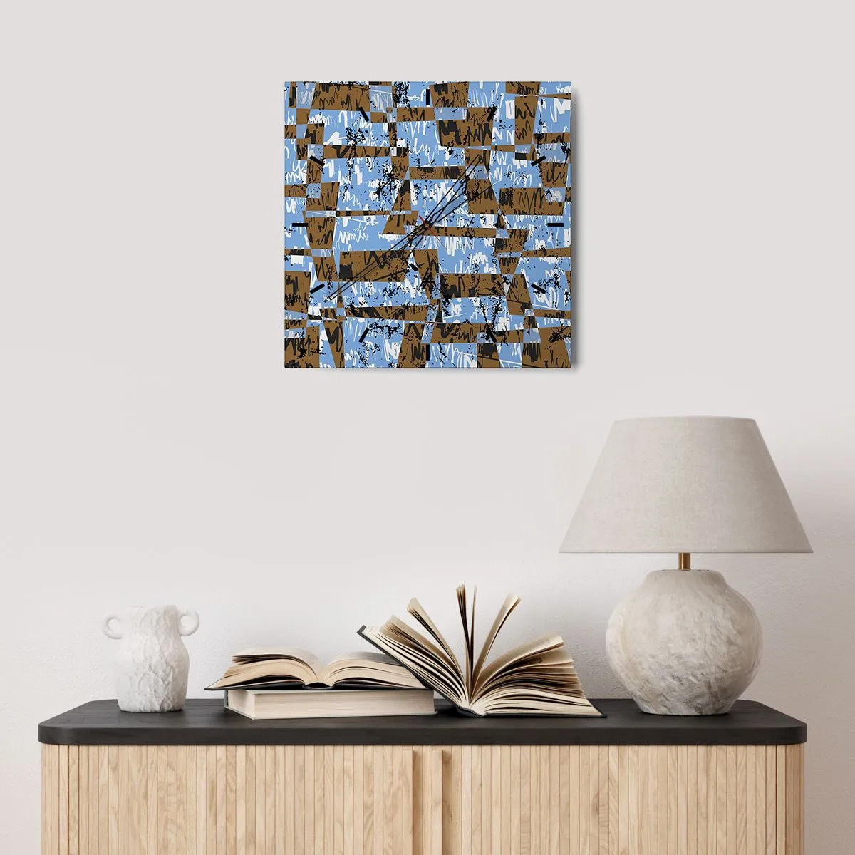 Väggklocka - Klocka på glas - Icke-folkligt urklipp - 30x30 cm