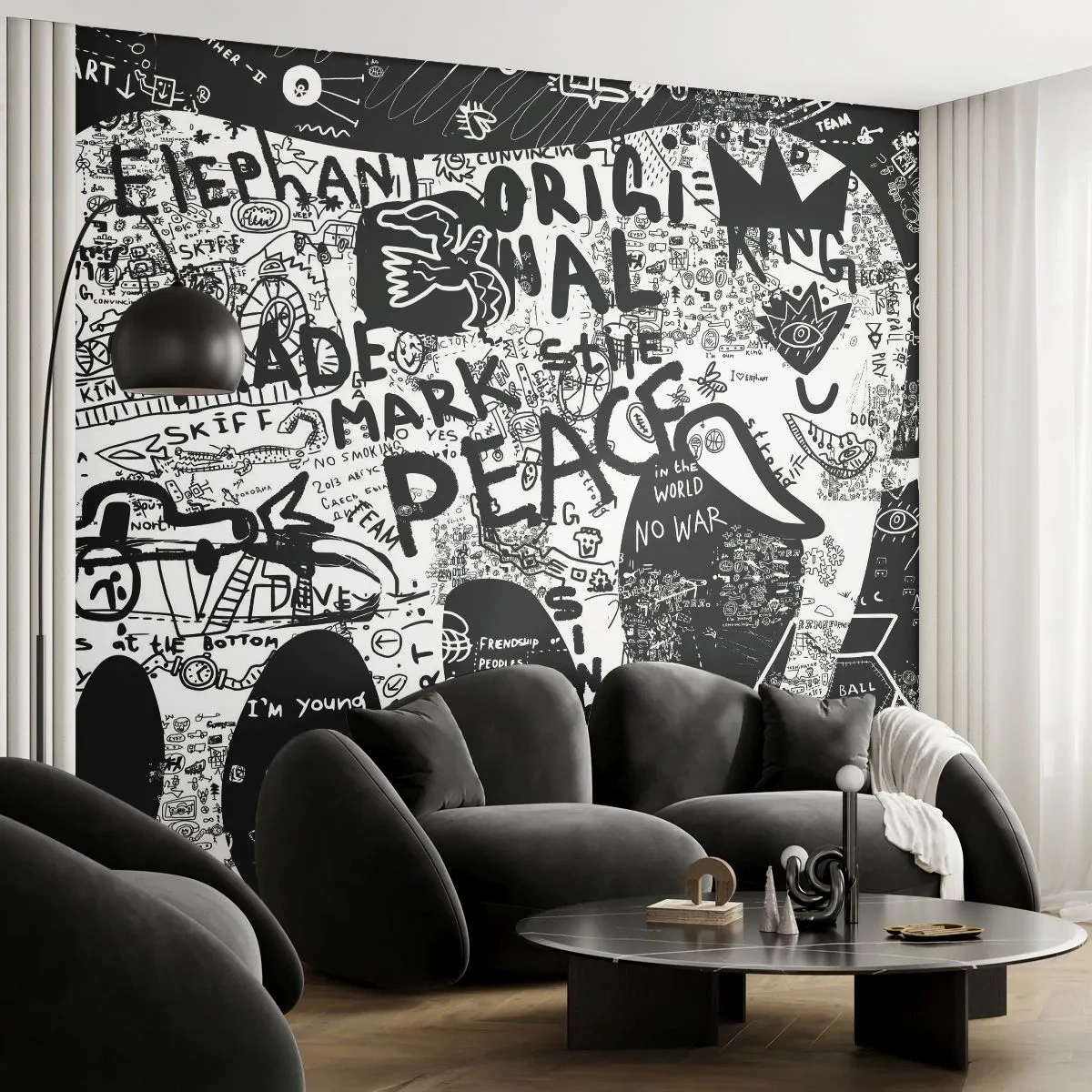 Självhäftande Fototapet Deluxe Sticker - Rik gatuvärld - Graffiti, Bit, Grafik - 250x175 cm