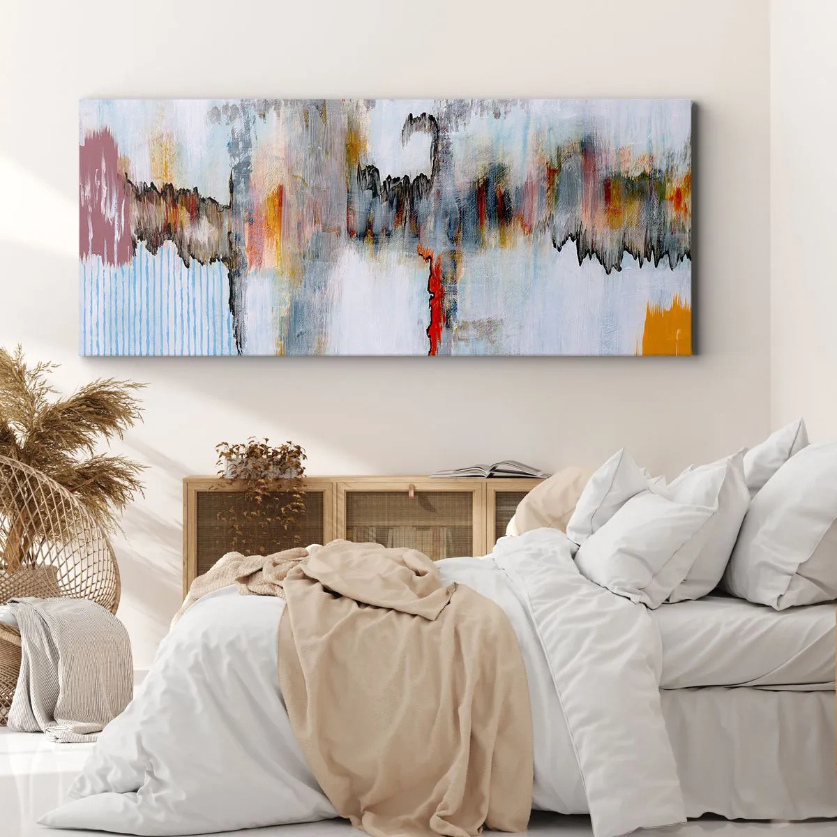Canvastavla - Bild på duk - Med pinne på vatten - 100x40 cm