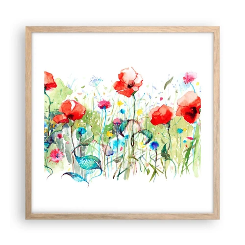 Affisch i ram av ljusek - Majblommande äng - 50x50 cm