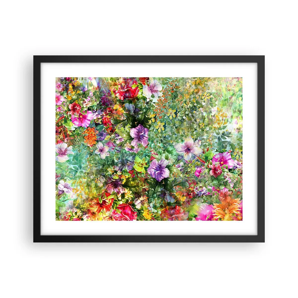 Affisch i svart ram - Ta en dopp i blommorna - 50x40 cm