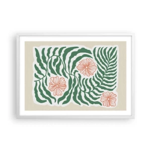 Affisch i vit ram - Blommande i grönt - 70x50 cm