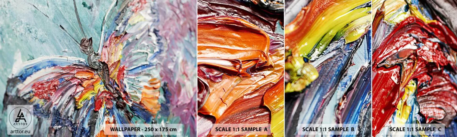 Provbit av självhäftande fototapet Deluxe Sticker - Målad av naturen - Abstraktion, Fjäril, Bit - 100x30 cm