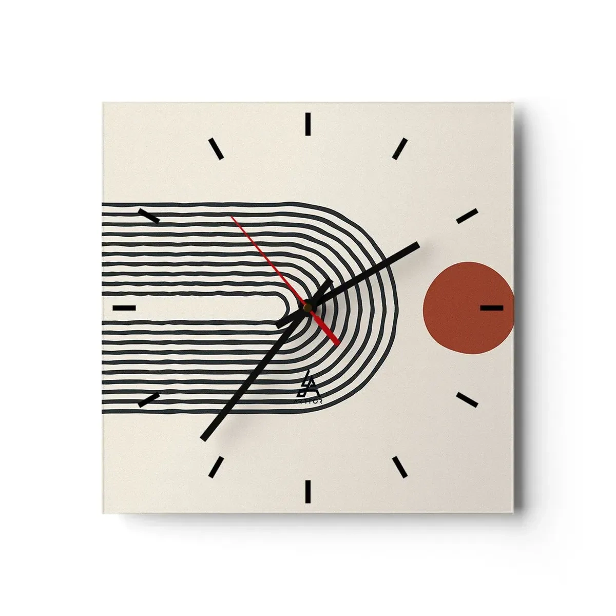 Väggklocka - Klocka på glas - Formernas och färgernas magnetism - 30x30 cm