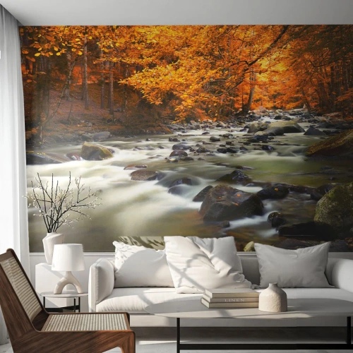 Fototapet Standard Eco - Bäck i guldskogen - Landskap, Skog, Bergström - 300x210 cm
