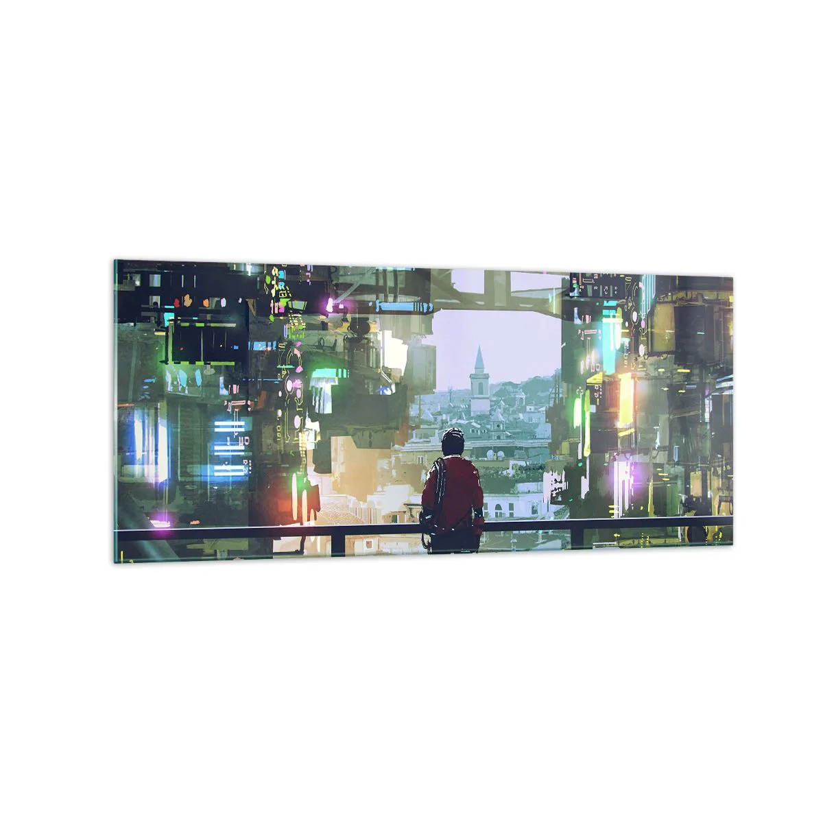 Glastavla - Bild på glas - Två världar - 120x50 cm