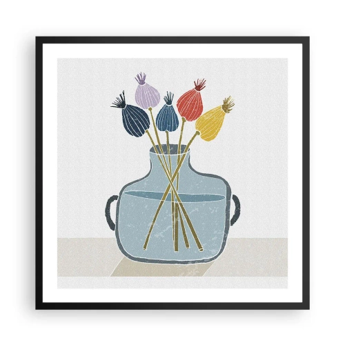 Affisch i svart ram - Vallmovas - 60x60 cm