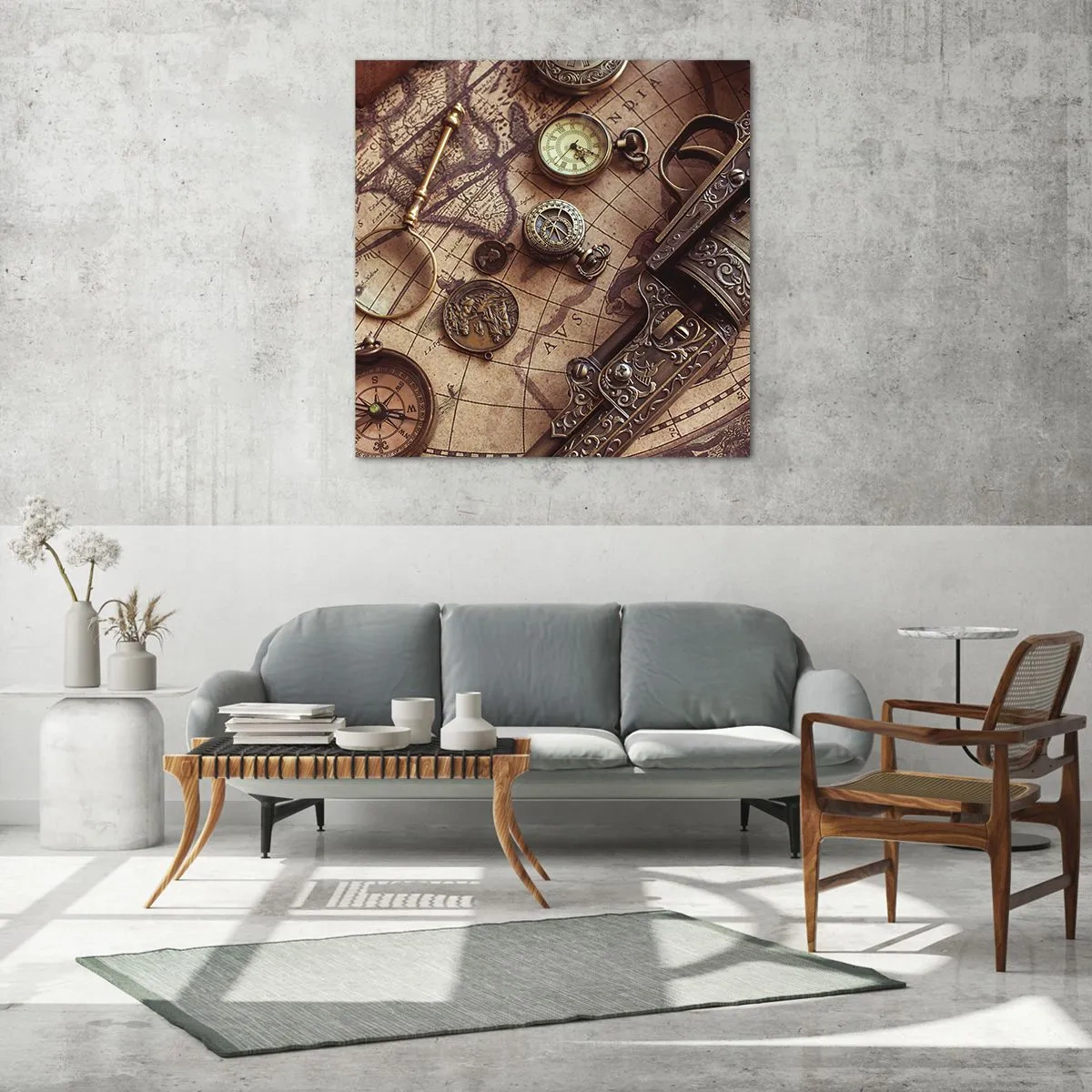 Glastavla - Bild på glas - Äventyret kallar - 70x70 cm