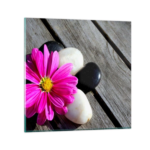 Glastavla - Bild på glas - Avkoppling på bryggan - 40x40 cm