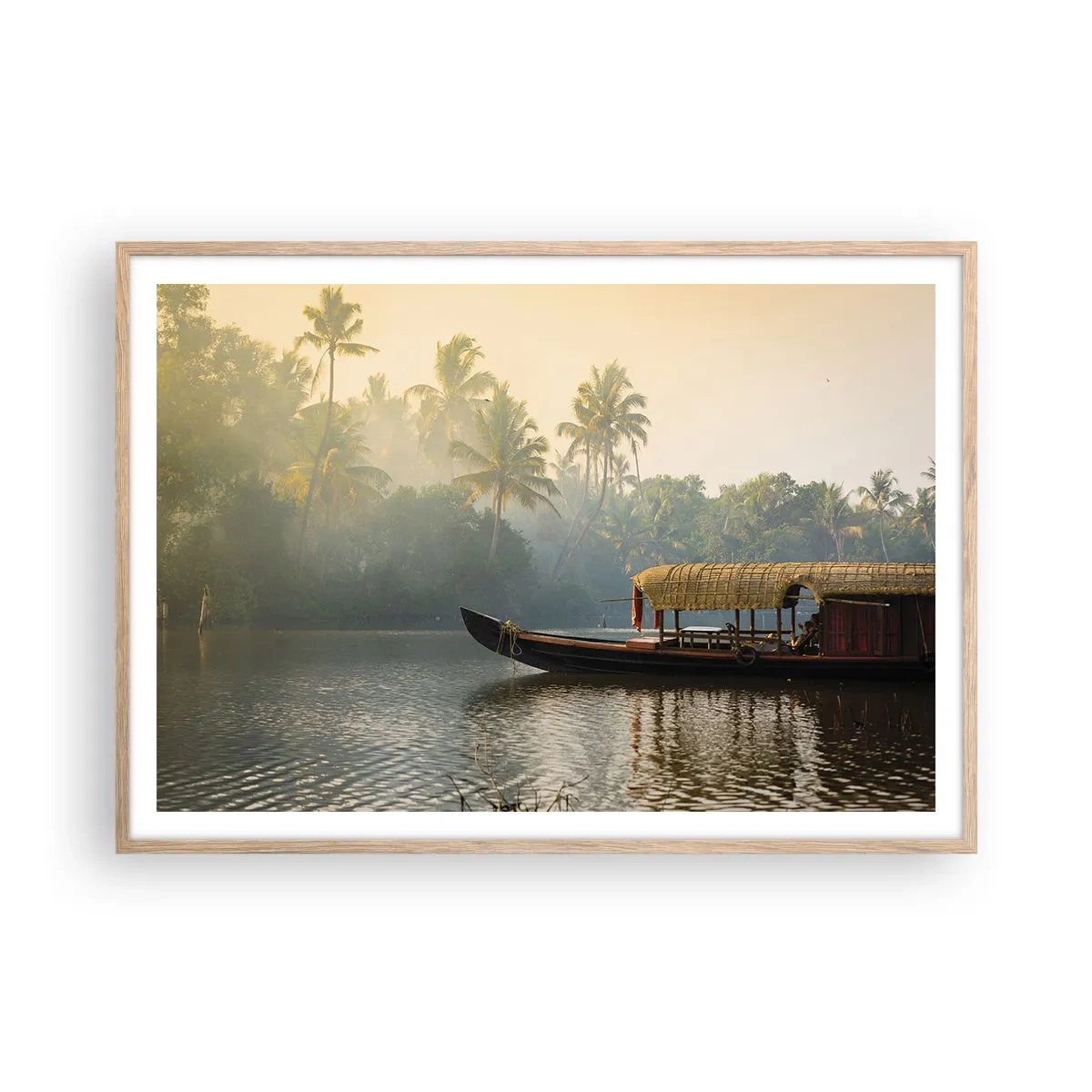 Affisch i ram av ljusek - Hus på floden - 100x70 cm