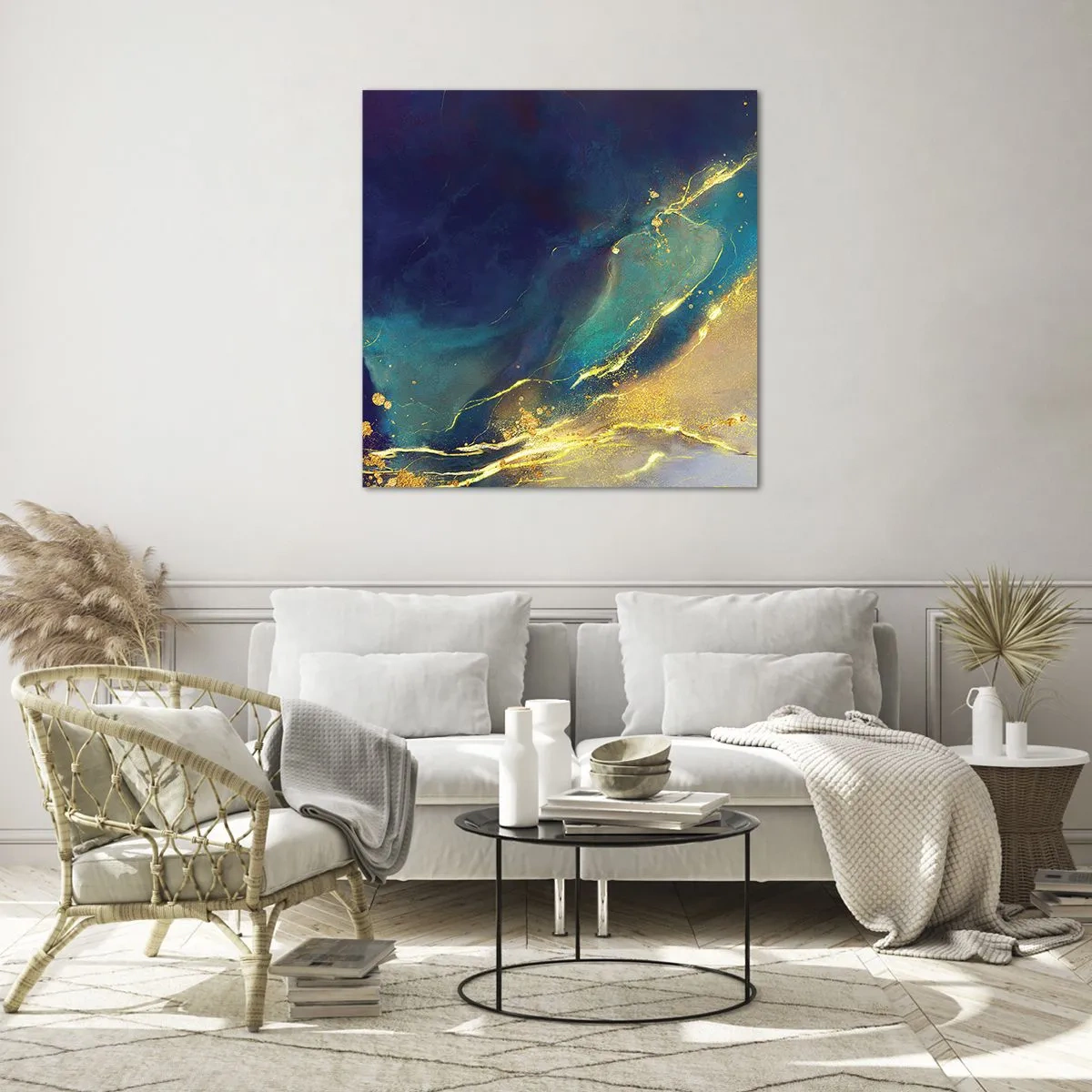 Glastavla - Bild på glas - Utspillt guld - 50x50 cm