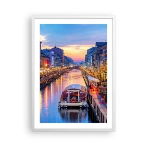 Affisch i vit ram - Ljusets och nöjets kväll - 50x70 cm