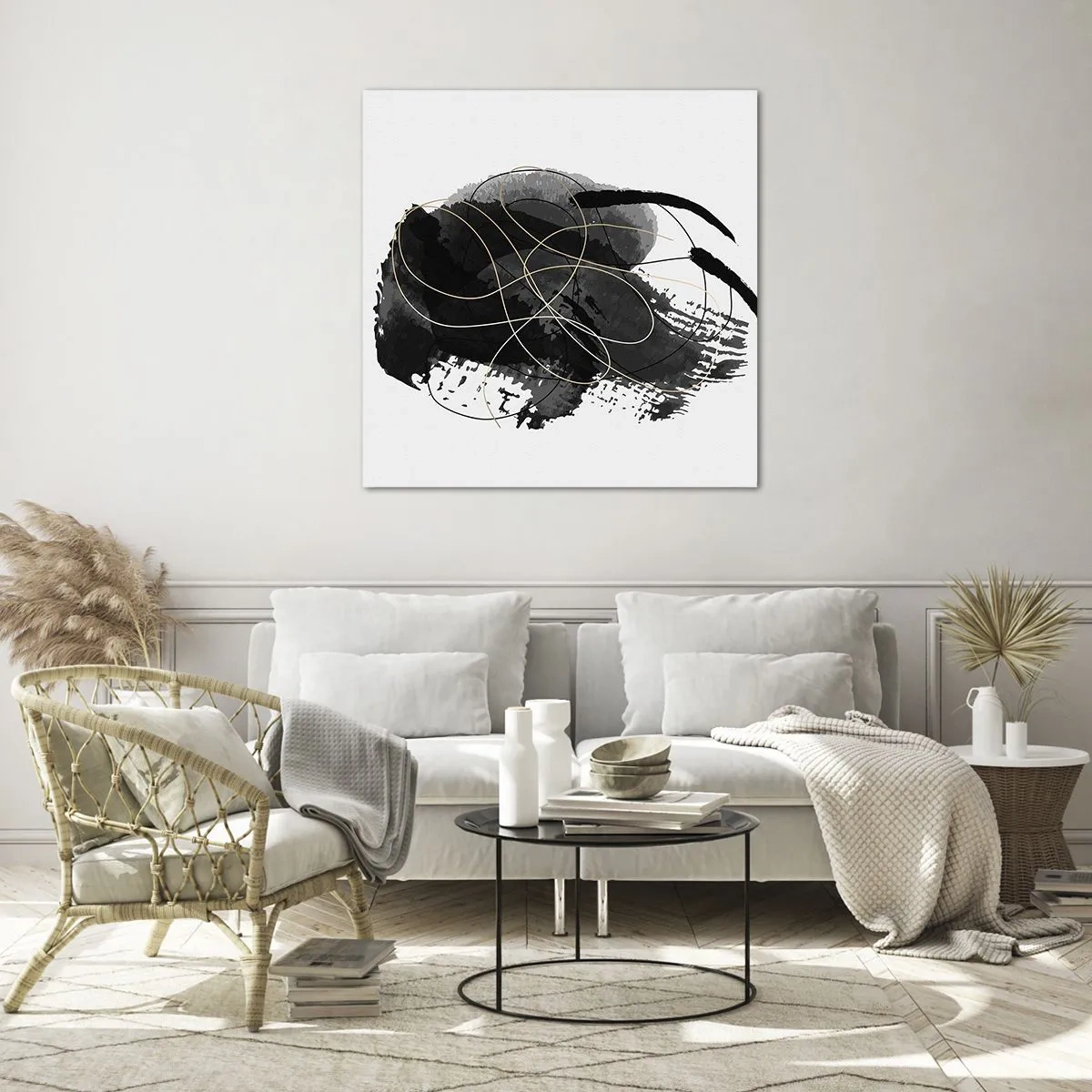 Glastavla - Bild på glas - Uppkommen ur svärta - 60x60 cm