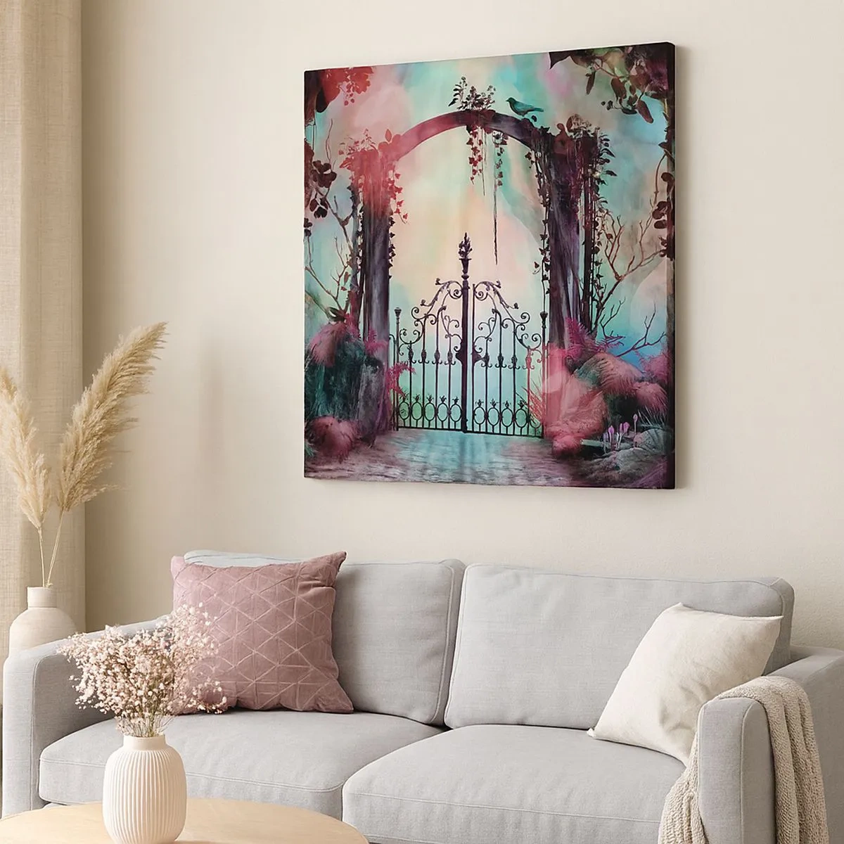 Canvastavla - Bild på duk - Hemlighetsfull trädgård - 30x30 cm