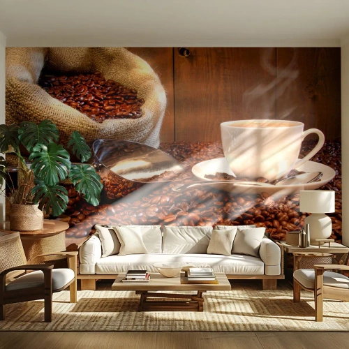 Självhäftande Fototapet Deluxe Sticker - Känner du lukten? - Kaffebönor, Arom, Gastronomi - 100x70 cm