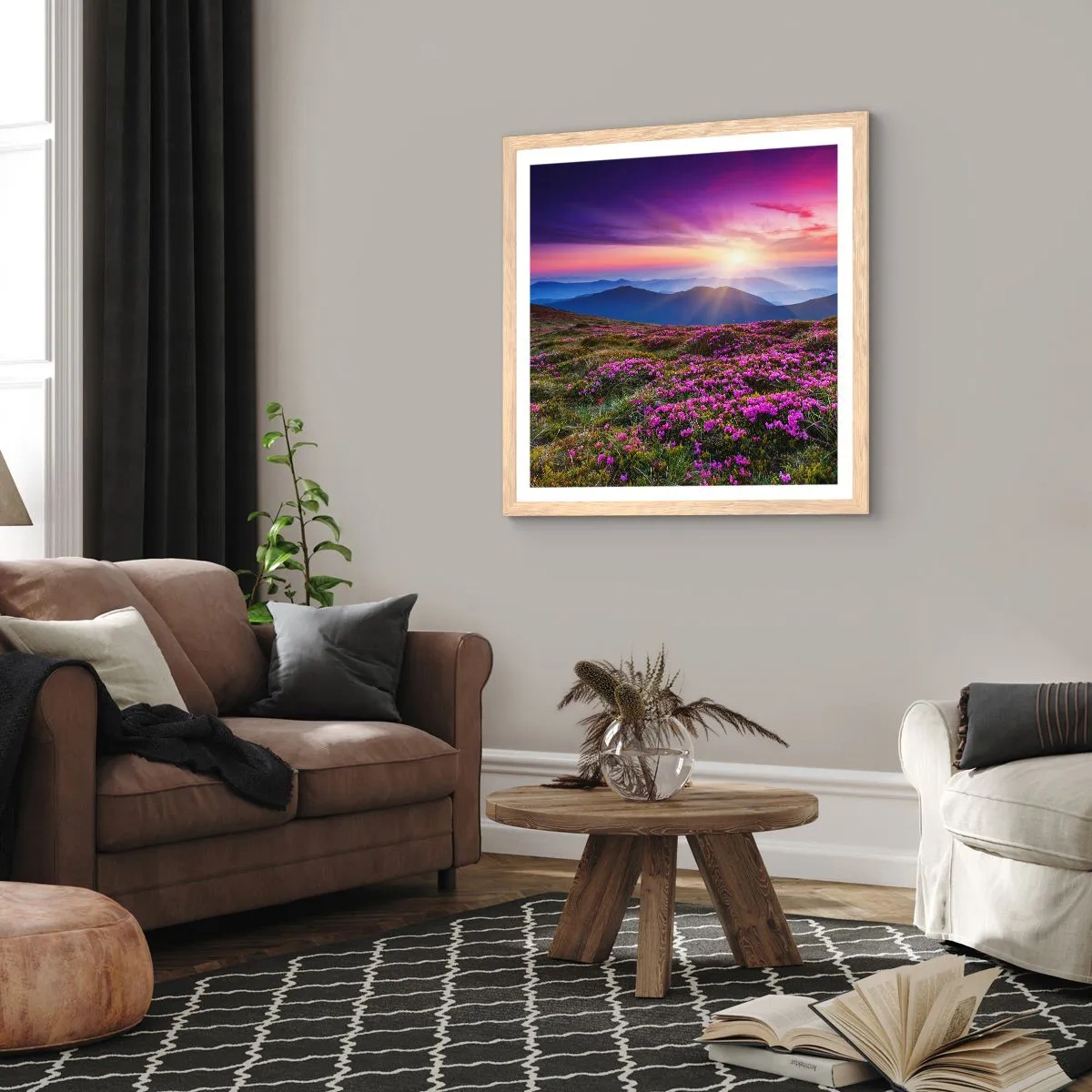 Affisch i ram av ljusek - Doftande örter - 50x50 cm