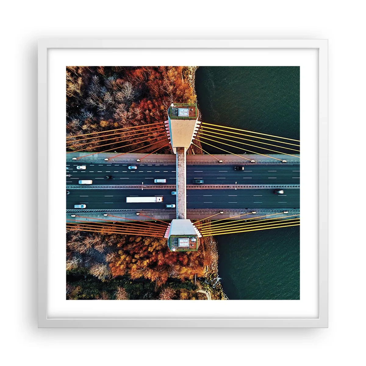 Affisch i vit ram - Bortom vatten, bortom skog - 50x50 cm