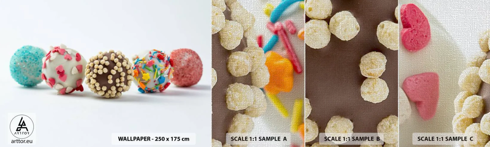 Provbit av fototapet Premium Canvas - Livet kan vara sött - Sötsaker, Godis, Färgglada Lollipops - 100x30 cm