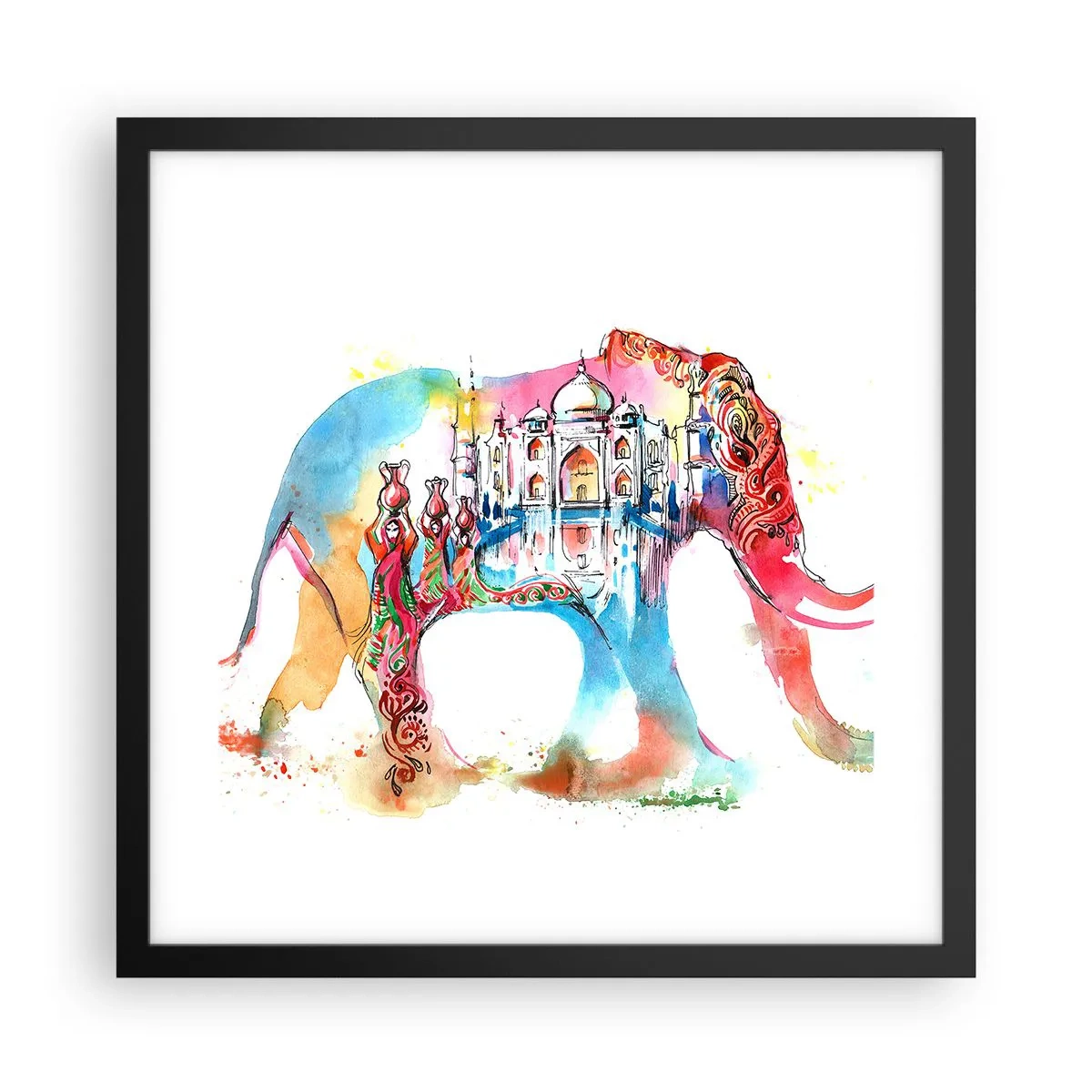 Affisch i svart ram - Indien - kärlekens aura - 40x40 cm