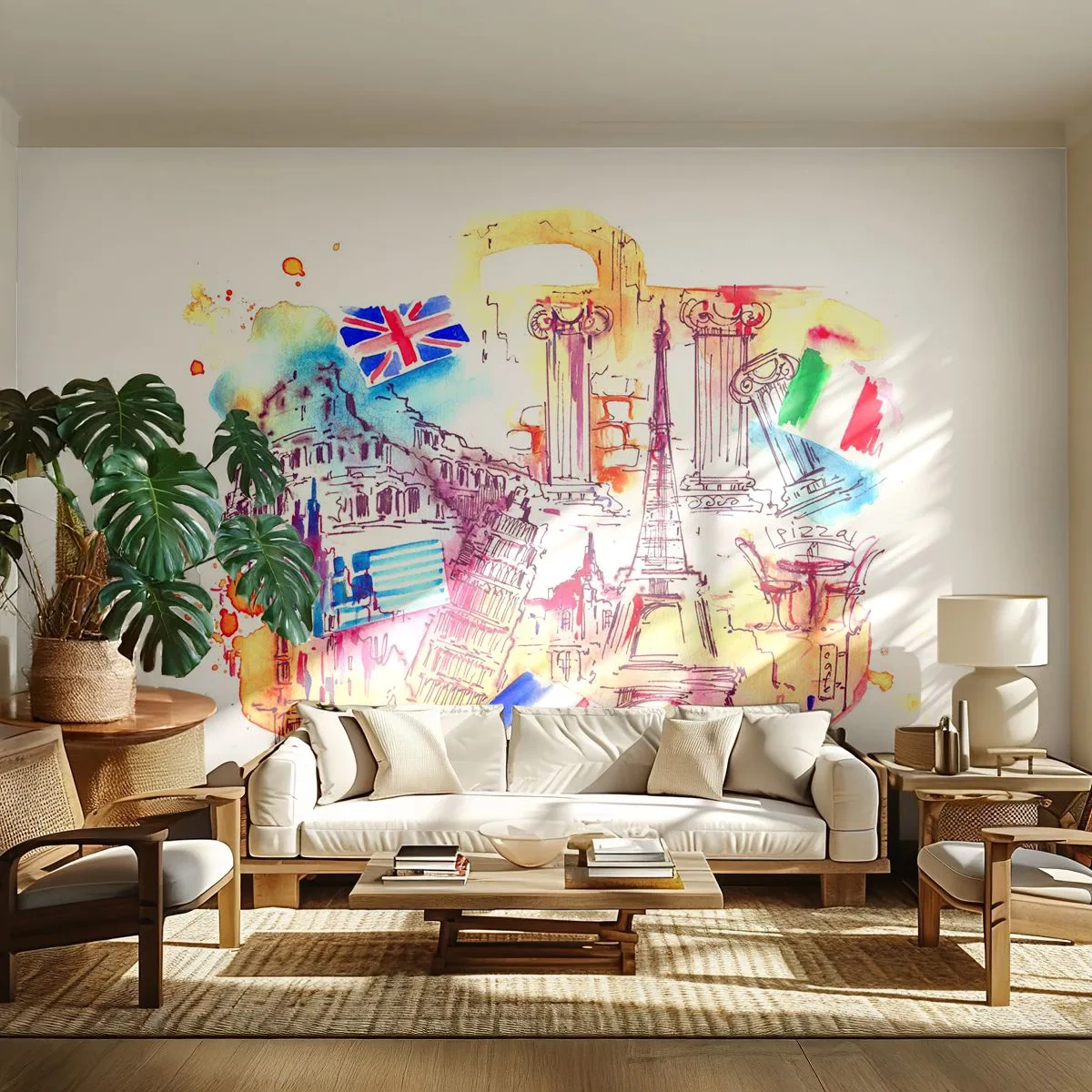Fototapet Premium Sand - Europeisk turné - Abstraktion, Resor, Resväska - 200x140 cm