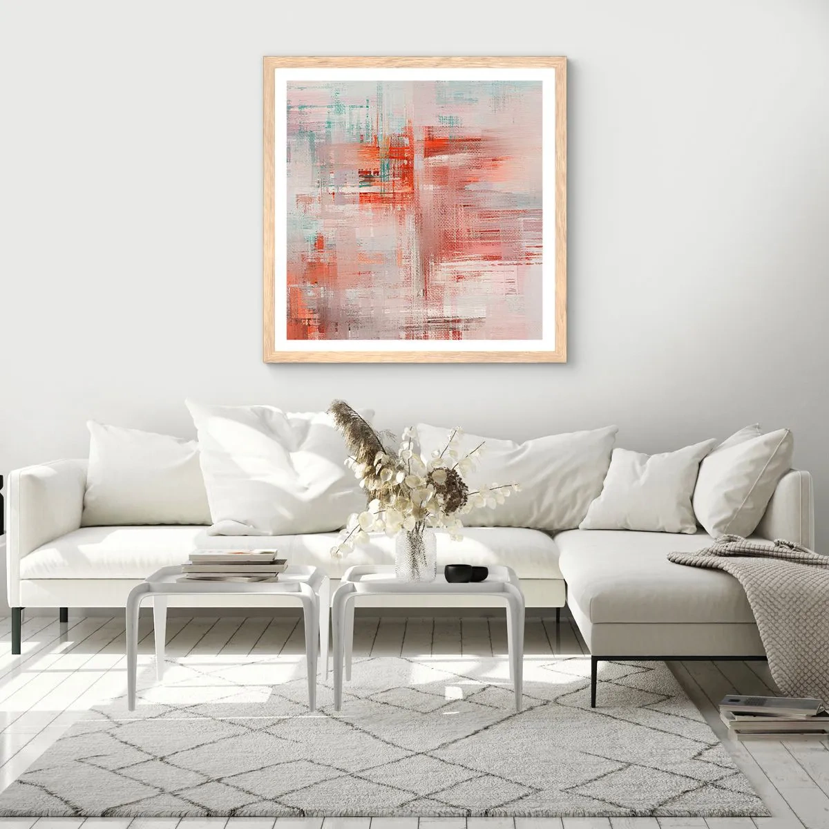 Affisch i ram av ljusek - Dimmigt. Rosa - 50x50 cm