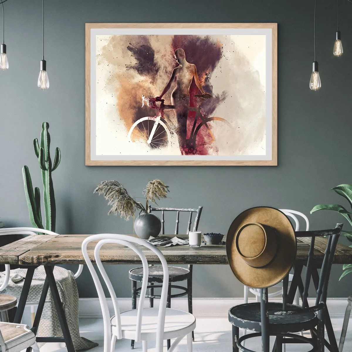 Affisch i ram av ljusek - Cyklelsjäl i marmorform - 70x50 cm
