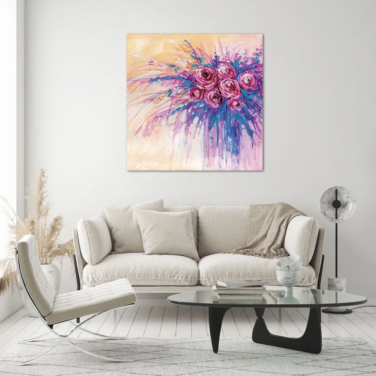 Glastavla - Bild på glas - Rosfontän - 50x50 cm