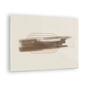 Glastavla - Bild på glas - Abstraktion i bruna nyanser med ett minimalistiskt mönster - 70x50cm - Grå blåst - Modern väggdekoration för vardagsrum och sovrum ARTTOR