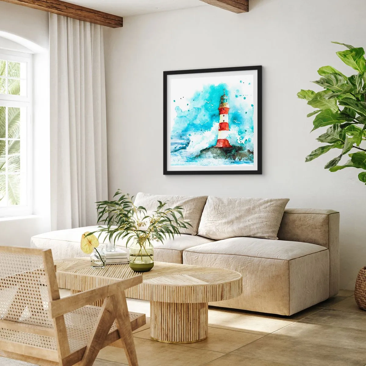 Affisch i svart ram - Elementens enhet - 60x60 cm