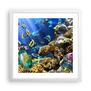 Affisch i vit ram - Hög trafik på sommarleden - 40x40 cm