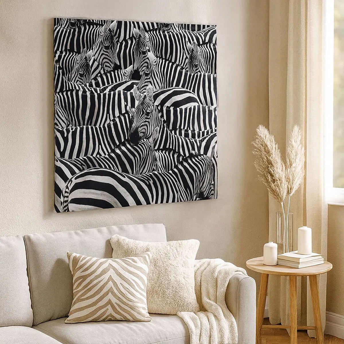 Canvastavla - Bild på duk - Randig grupporträtt - 30x30 cm