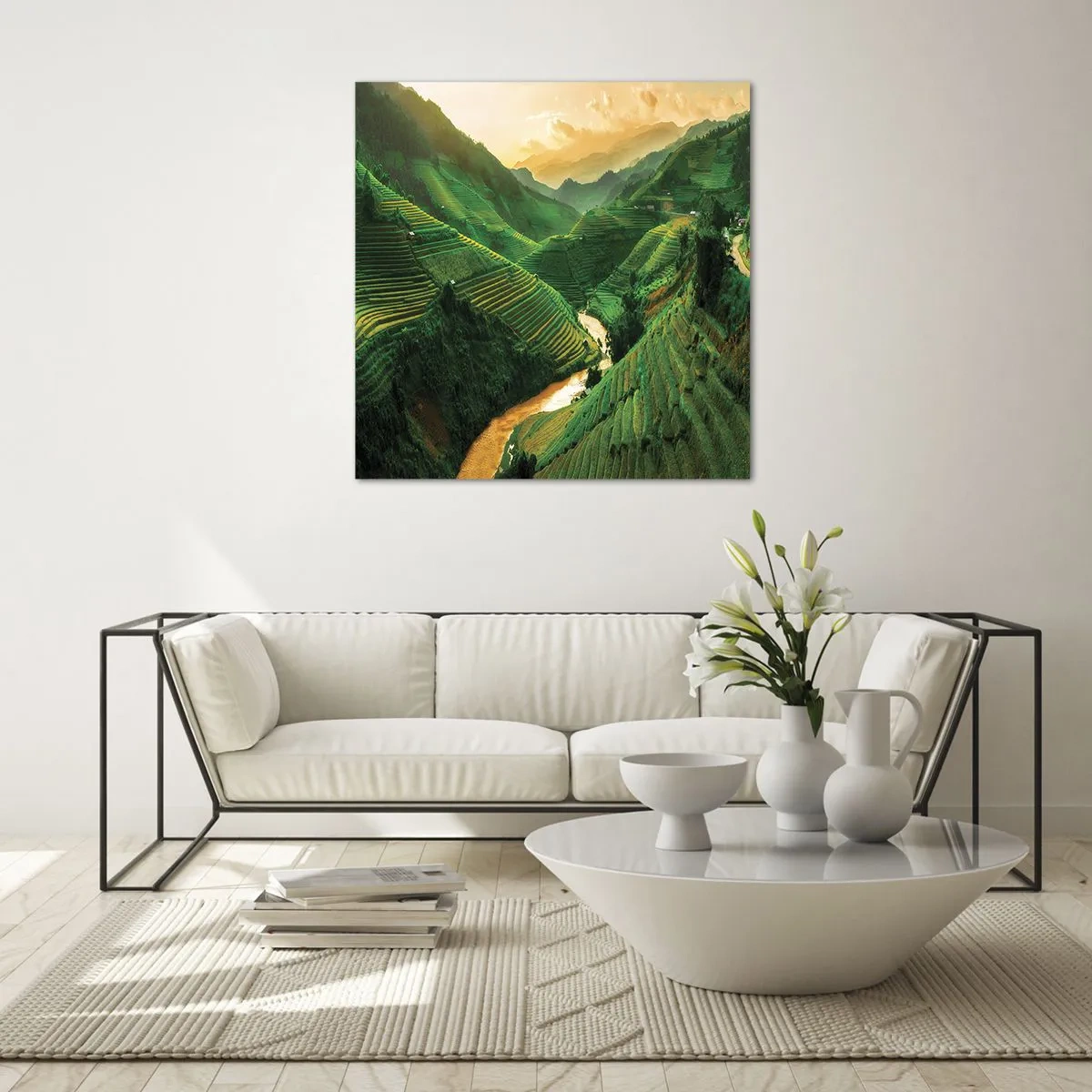 Glastavla - Bild på glas - Vietnamesisk dal - 60x60 cm