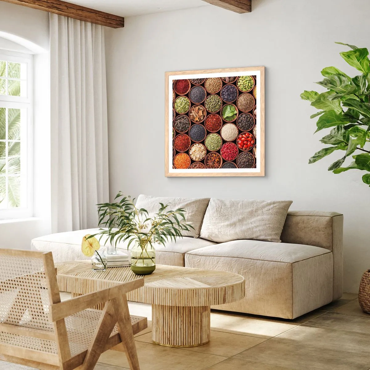 Affisch i ram av ljusek - Världens alla smaker - 60x60 cm