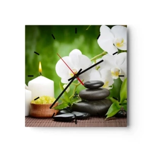 Väggklocka - Klocka på glas - Doftande, blommig och lätt beröring - 30x30 cm