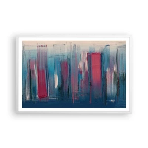 Affisch i vit ram - Vertikal komposition i blått och rött - 91x61 cm