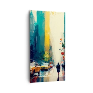 Canvastavla - Bild på duk - New York - här är till och med regnet färgstarkt - 55x100 cm