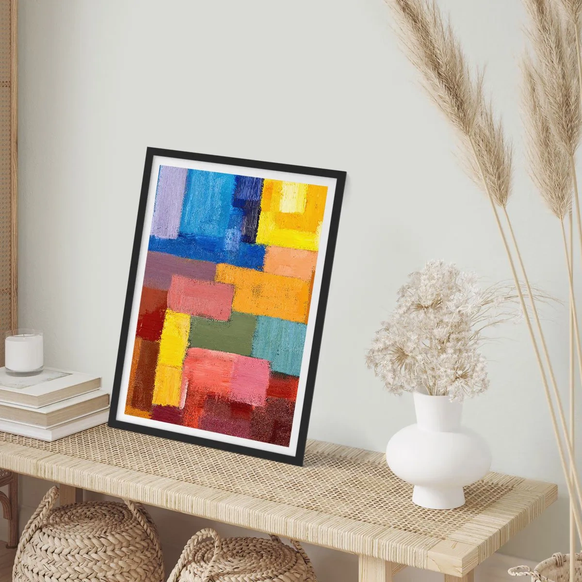 Affisch i svart ram - Abstrakta färgglada rektanglar i en harmonisk komposition - 50x70cm - Alla olika, alla färgglada - Modern väggdekoration för vardagsrum och sovrum ARTTOR