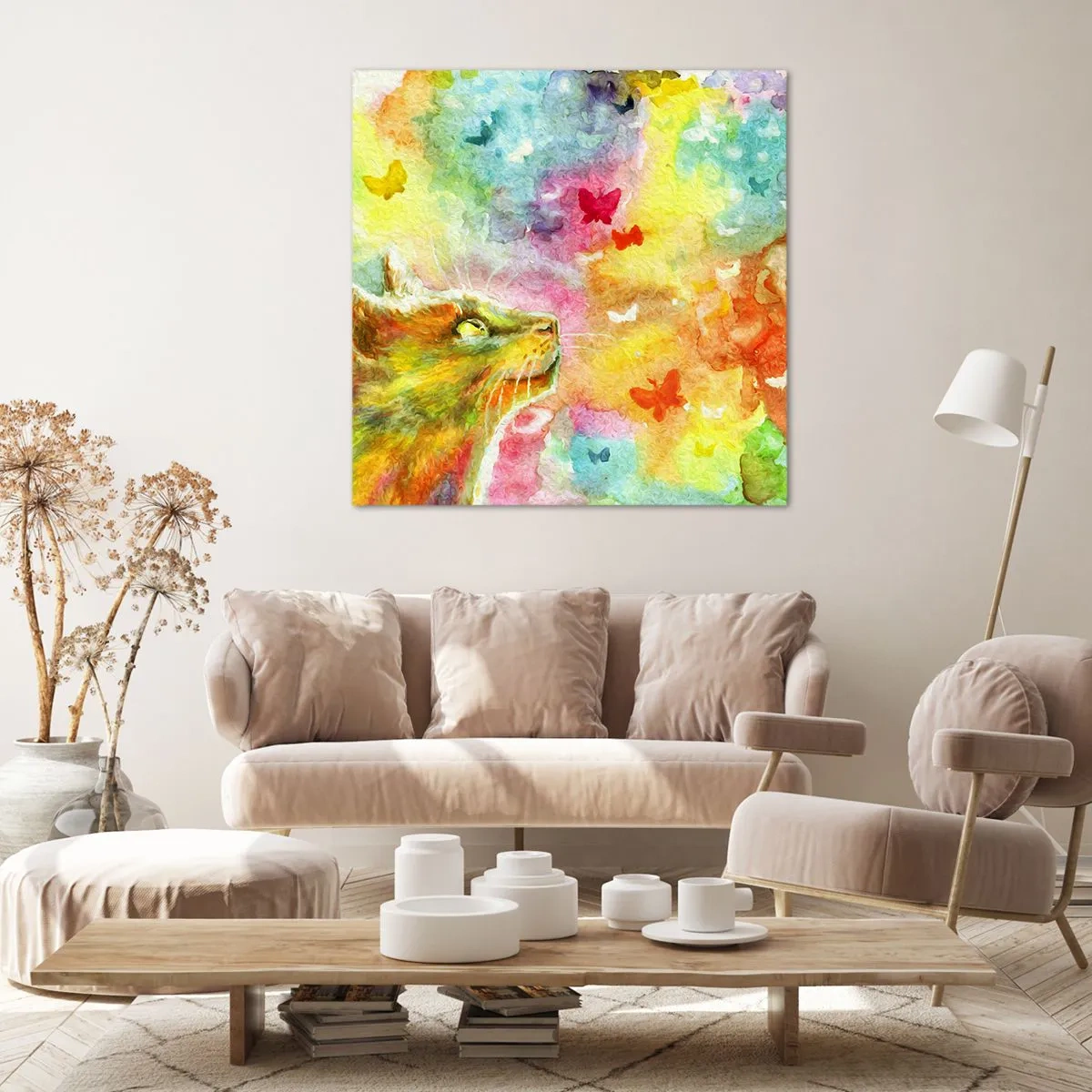 Canvastavla - Bild på duk - I kattparadiset - 40x40 cm