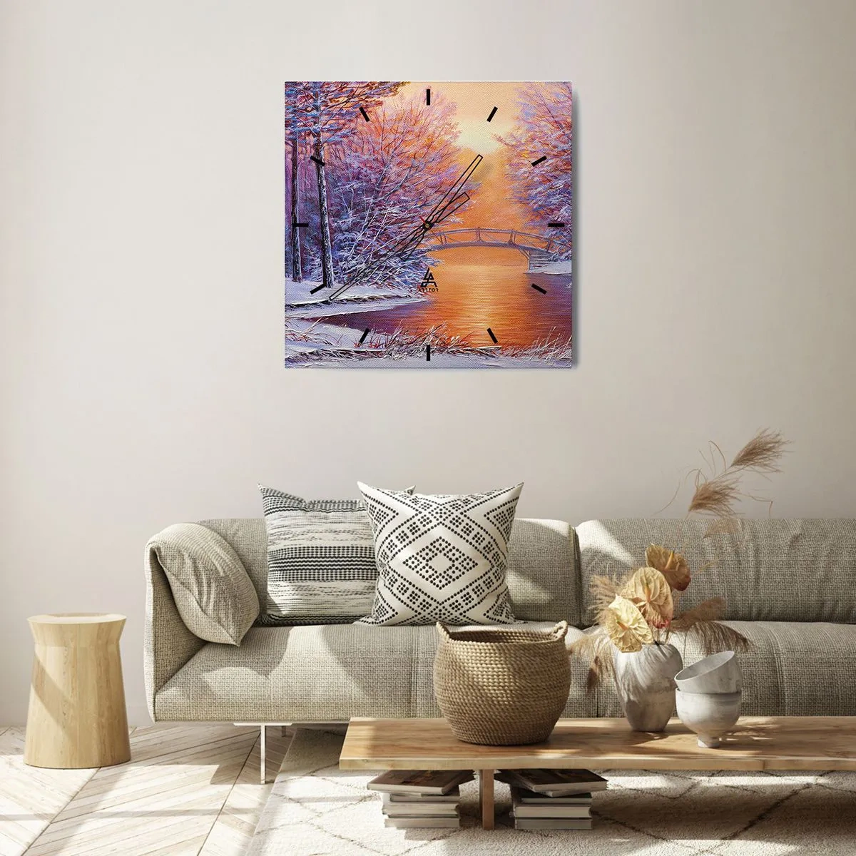 Väggklocka - Klocka på glas - Låt oss mötas här - 30x30 cm