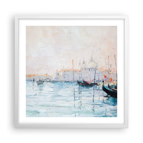 Affisch i vit ram - Bortom vatten, bortom dimma - 50x50 cm