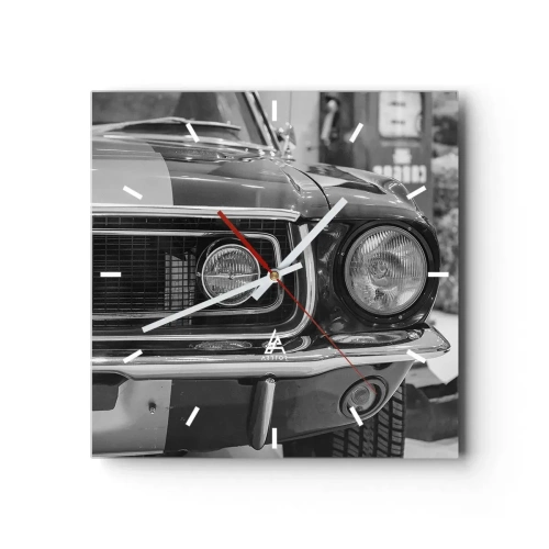 Väggklocka - Klocka på glas - Kör hårt - 30x30 cm